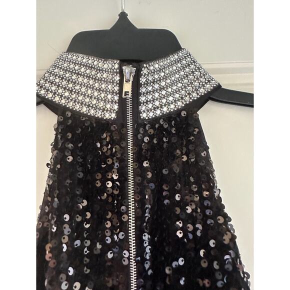Forever 21 Black Sequin Mini Dress with Silver Turtle Neck S - Picture 5 of 7